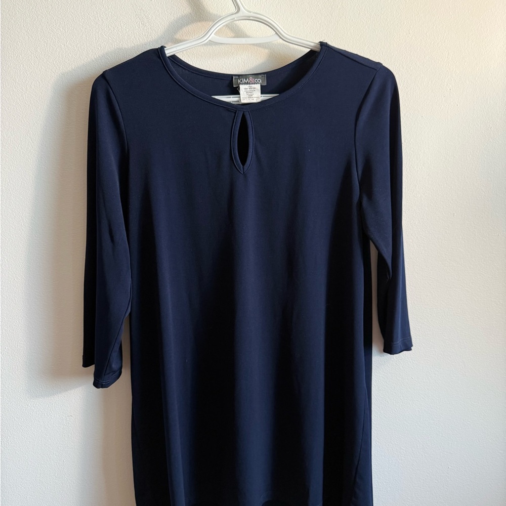 Kim & Co TSC Navy Tunic Keyhole 3/4 Sleeve Size XS